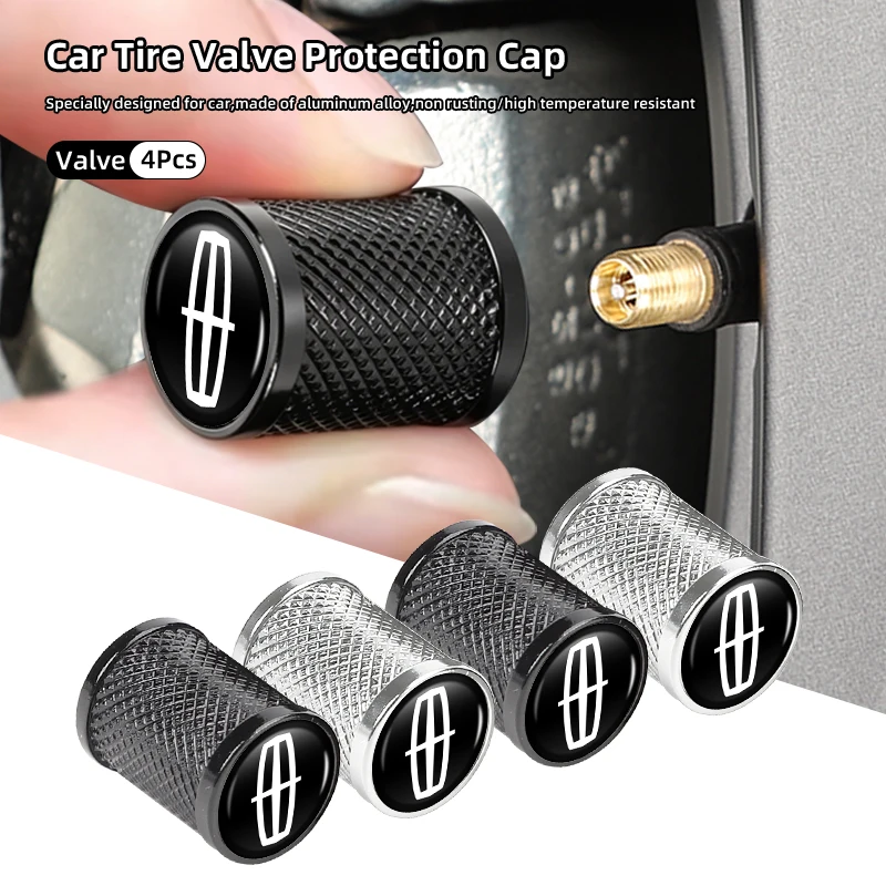 4Pcs Metal Car Tire Valve Stem Protection Caps Auto Accessories For Lincoln MKZ MKX Aviator Navigator Continental Corsair MKC