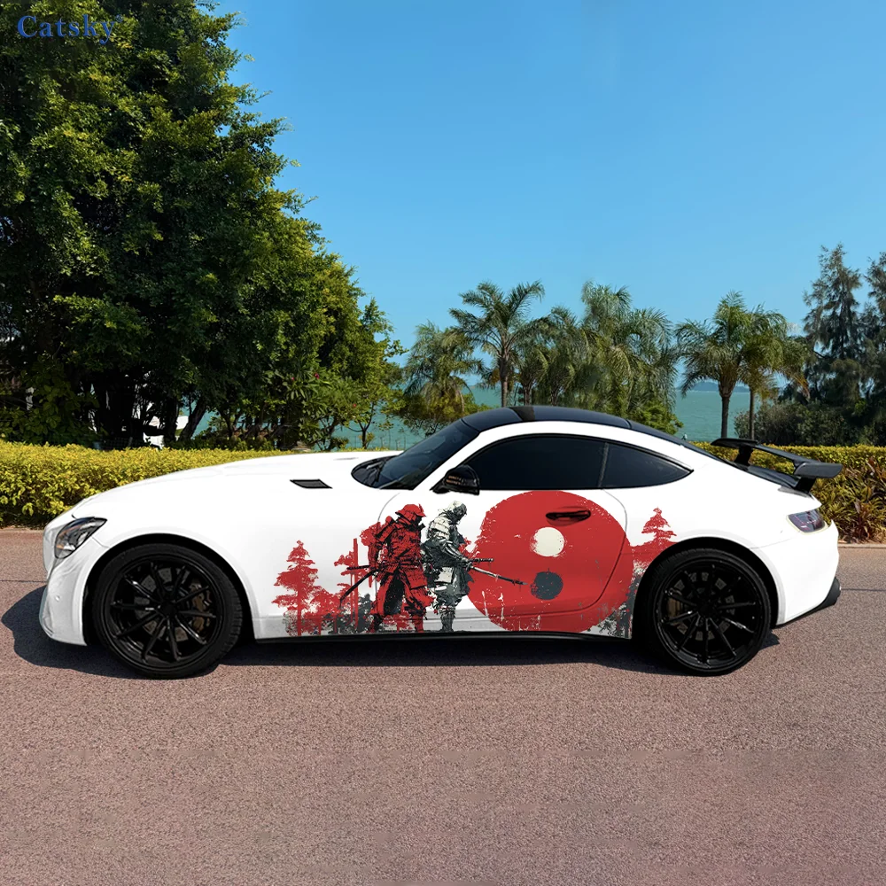 

Жестокий самурай, красное солнце, автомобильные виниловые наклейки, самоклеящаяся наклейка из ПВХ, подходит для грузовиков, внедорожников, украшения, автоаксессуары, подарок