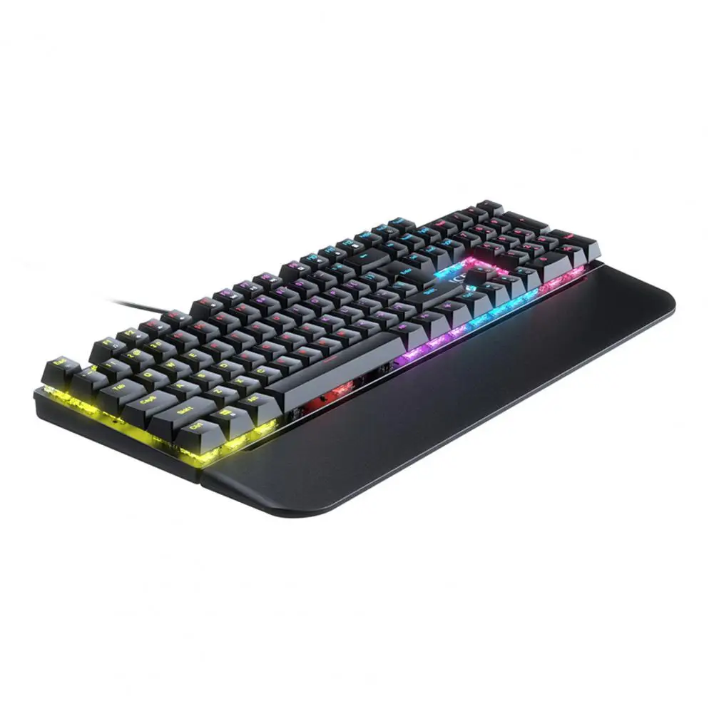 

Convenient Colorful Atmosphere Backlight Long Lifespan 104 Keys Metal Panel Mechanical Keyboard Game Equipment