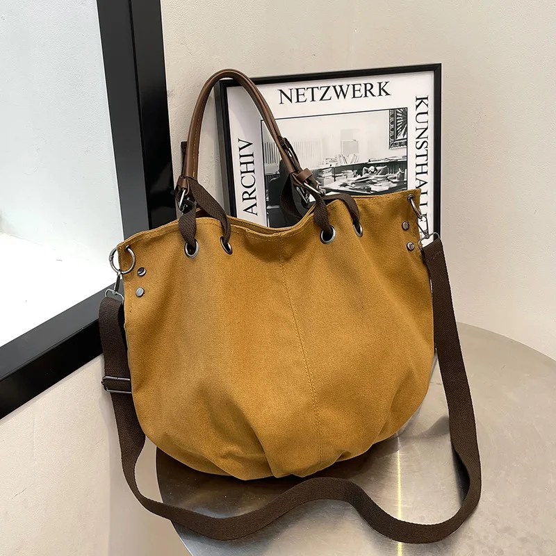 

Vintage Style Large CanvasTooling Bag|Multi-Functional Shoulder/Crossbody for College Students|CommuterTote with Handheld Design