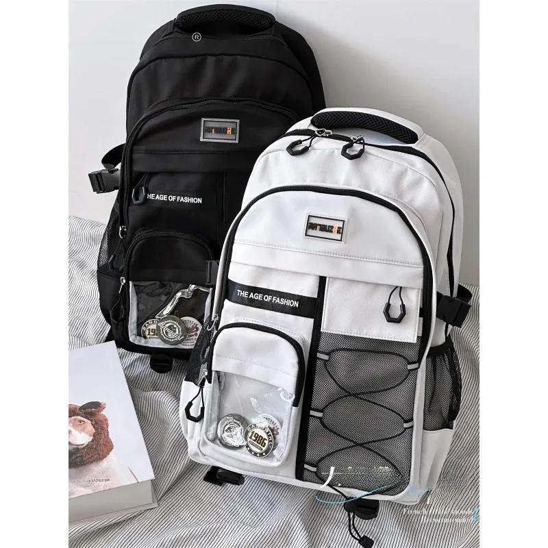 Retro Japanese Sle Large Capaci Double oulder Bapa for Middle And High School Students Men And Women Youth Casual W...