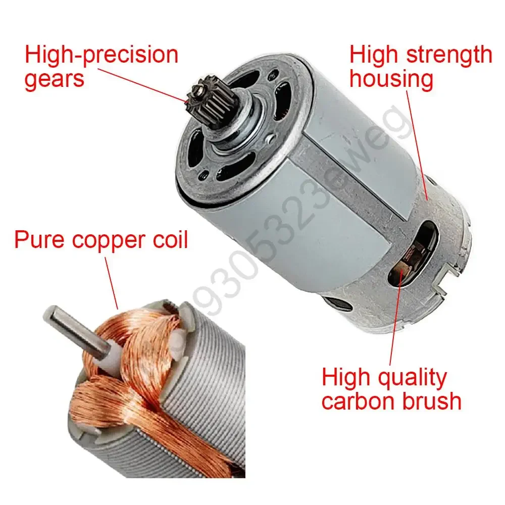 RS550 Drill DC Motor 9.6 10.8 12 14.4 16.8 18 21 25 V 9 11 12 13 14 15 Teeth Replacement for Li Cordless Electric Screwdriver