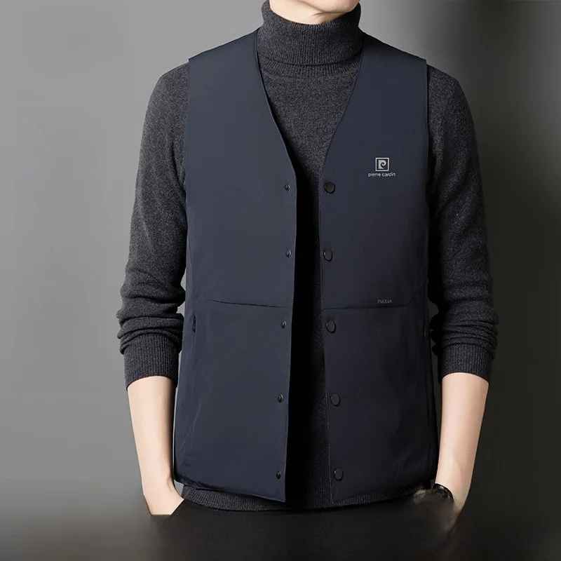 

Мужской легкий пуховый жилет Pierre Cardin для осени и зимы: модный, теплый, для активного отдыха, повседневный, для поездок на работу, без капюшона, 3D ветрозащитный
