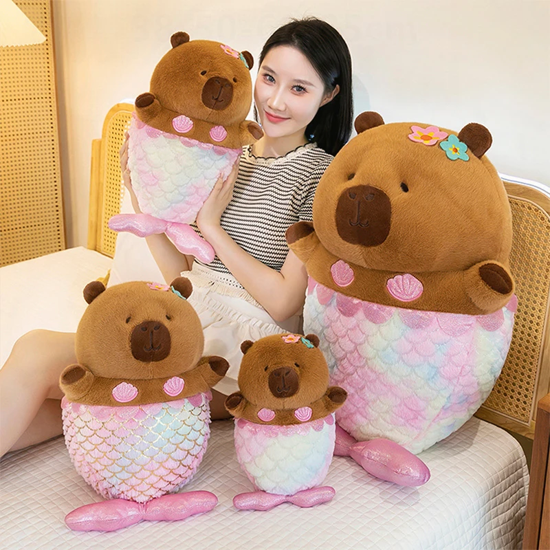 

Kawaii Капибара Русалка плюшевая игрушка мягкая кукла милый мультяшный плюшевый живот для детей подарок на день рождения и Рождество подушка для девочек мягкая игрушка