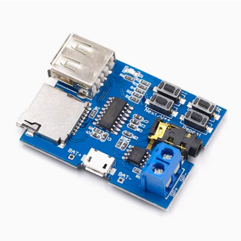 1PCS  New mp3 lossless decoding board comes with power amplifier mp3 module mp3 decoder TF card U disk decoding player