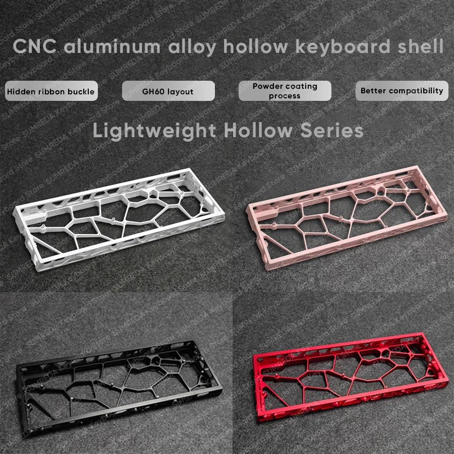 

Holy60 Wooting 60HE GH60 Hollow Aluminum Powder Coating Keyboard Case Shell 60% Keys Layouts For Mad 60he Win60 GT60Pro Keyboard
