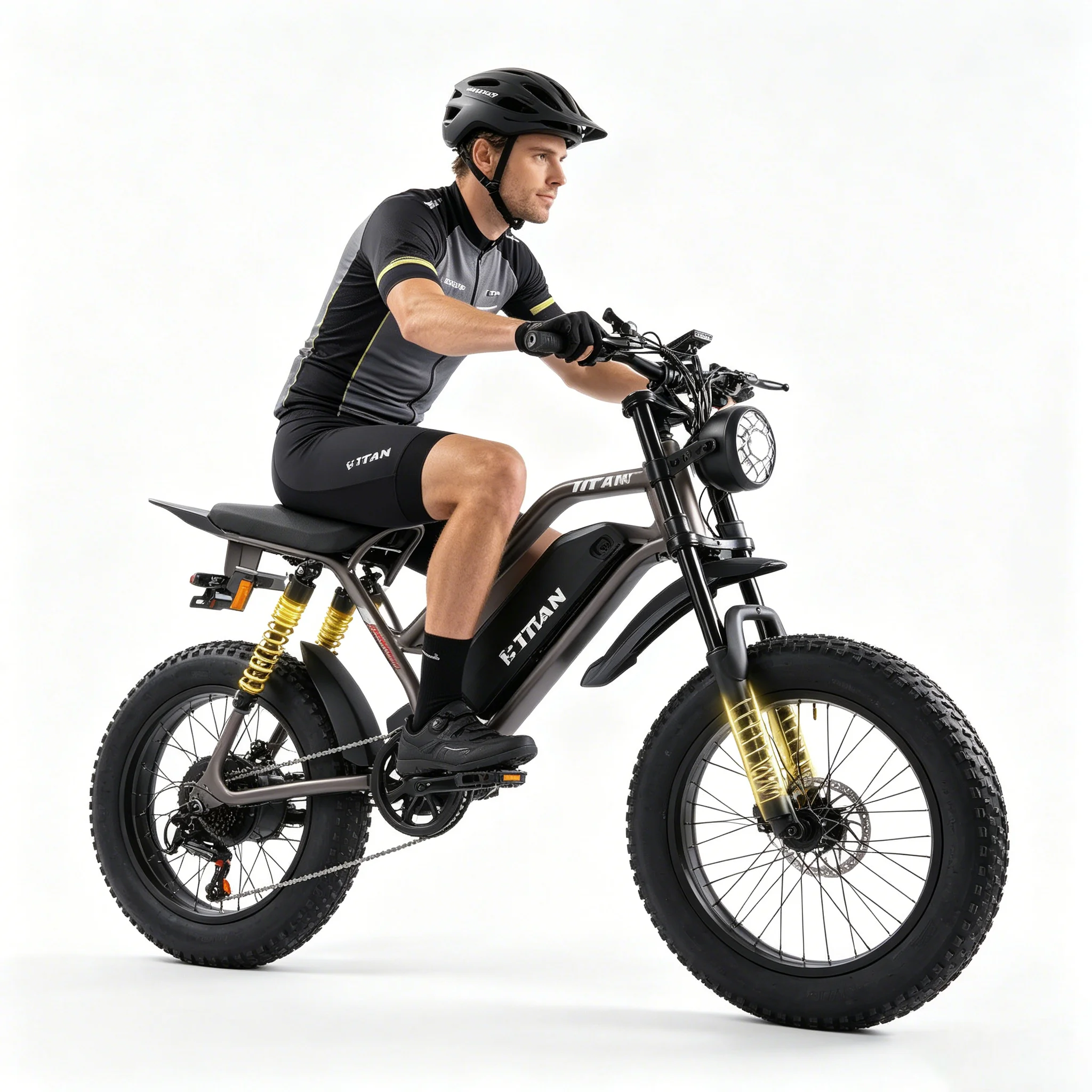 

Adult Fat Tire Electric Bike 1500W Peak Motor 20 Inch 4.0" Wheel 48V 15Ah Battery 31MPH Top Speed 65 Miles Range 7 Speed All Terrain Ebike
