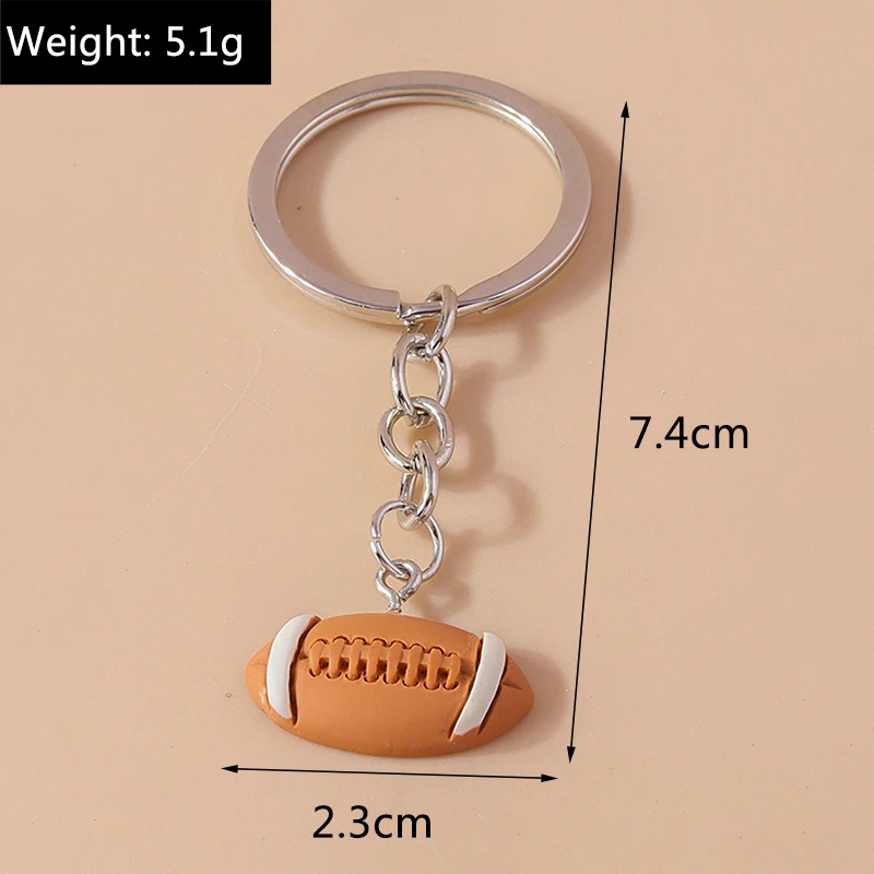Aihua 3D-Sport-Schlüsselanhänger mit Fußball-, Basketball-, Volleyball- und Rugby-Motiv, Mini-Ball-Schlüsselring für Damen, Herren, Autoschlüssel, Geschenk, Schmuck, Ornament – Detail 9