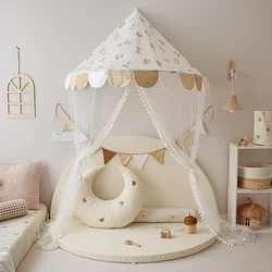 Cute Bear Rose Print Kids Play Tent Nordic Style Baby Bed Tent Canopy Crib Netting Portable Play House For Children Room Decor