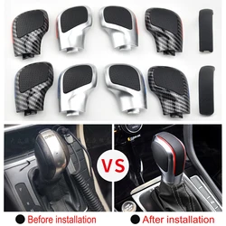VW 골프 6 골프 7 R GTI 파사트 B7 B8 CC R20 제타 MK6 GLI용 스웨이드 가죽 DSG 시프트 노브 기어 사이드 커버 DSG 엠블럼