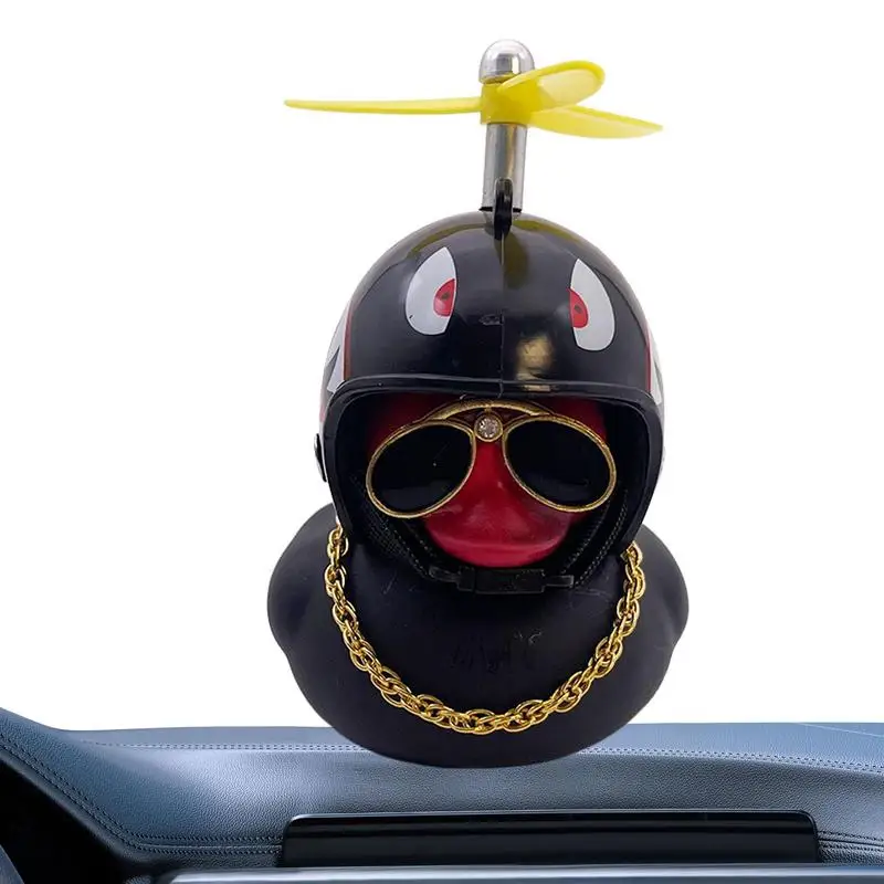 

Car Duck With Helmet Broken Wind Pendant Small Yellow Duck Road Bike Motor Helmet Riding Cycling Accessories With Propeller Hat