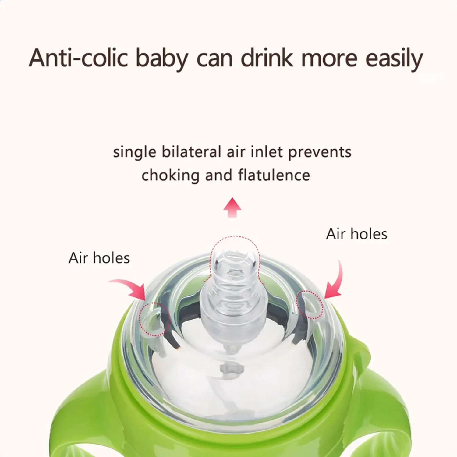 0-36 Months Baby Nano Silver Anti-drop Anti-colic Silicone Bottle 240ml 150ml with Handle Imitation Breast Milk Design