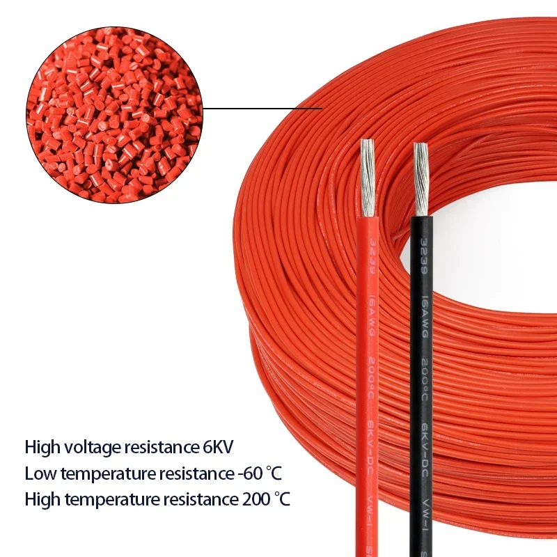 1/5/10M 3239 Soft Silicone Wire 22 20 18 16 14AWG 6KV Tinned Copper Cable Soft Silicone Rubber Insulated DIY LED Electronic Wire