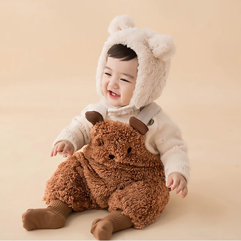 

Baby Winter Fleece Overalls Double-sided Velvet Baby Boy Girl Clothes Cute Cartoon Bear Jumpsuit Fashion Baby Clothing