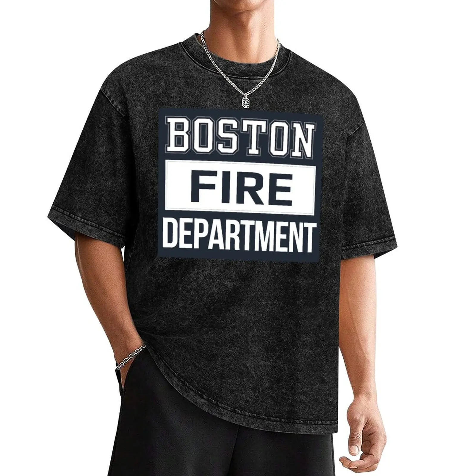 

Boston Fire Department T-Shirt blue archive street wear mens t shirts top quality