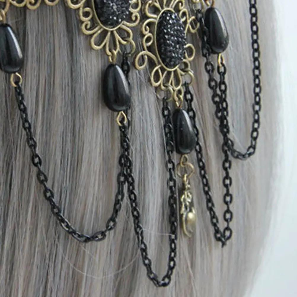 

Black Roses Hair Pin Tassels Gothic Lace Headdress Women Accessories Elegant Stylish Gift for Daily Use and Special Occasions