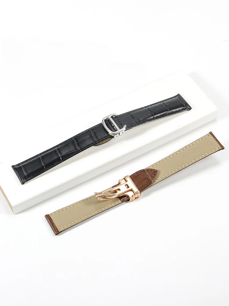 For Cartier Tank Waterproof Comfortable Genuine Leather 18 20 22 23 25mm Watchband London Solo Cowhide Single Tail Watch Strap