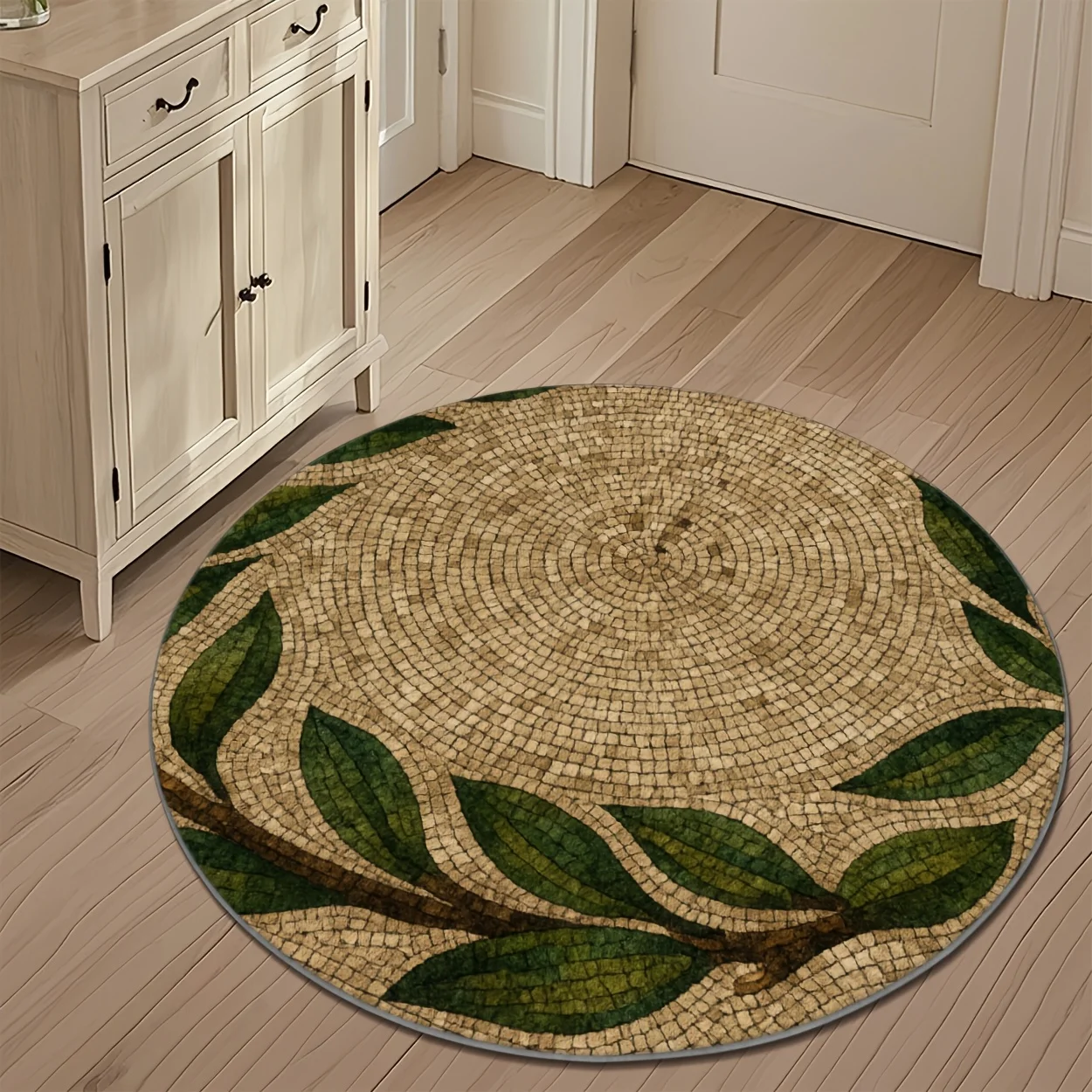 Chair Mat Hard Floor - Wabi-Sabi Straw Woven Rattan Texture Print