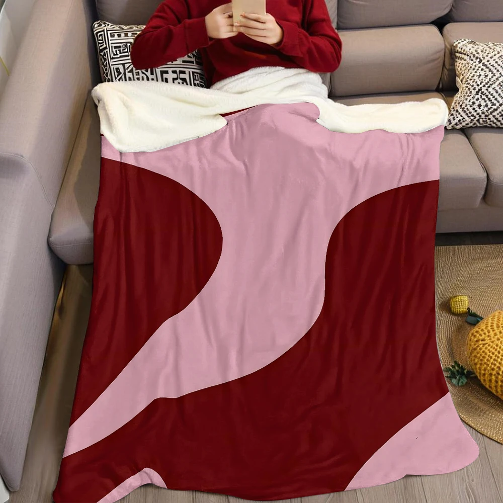Burgundy Wave Blush Flannel Blanket Warm Soft Halloween Christmas Couch Warm Cozy Decorative Decor Gift for All Season