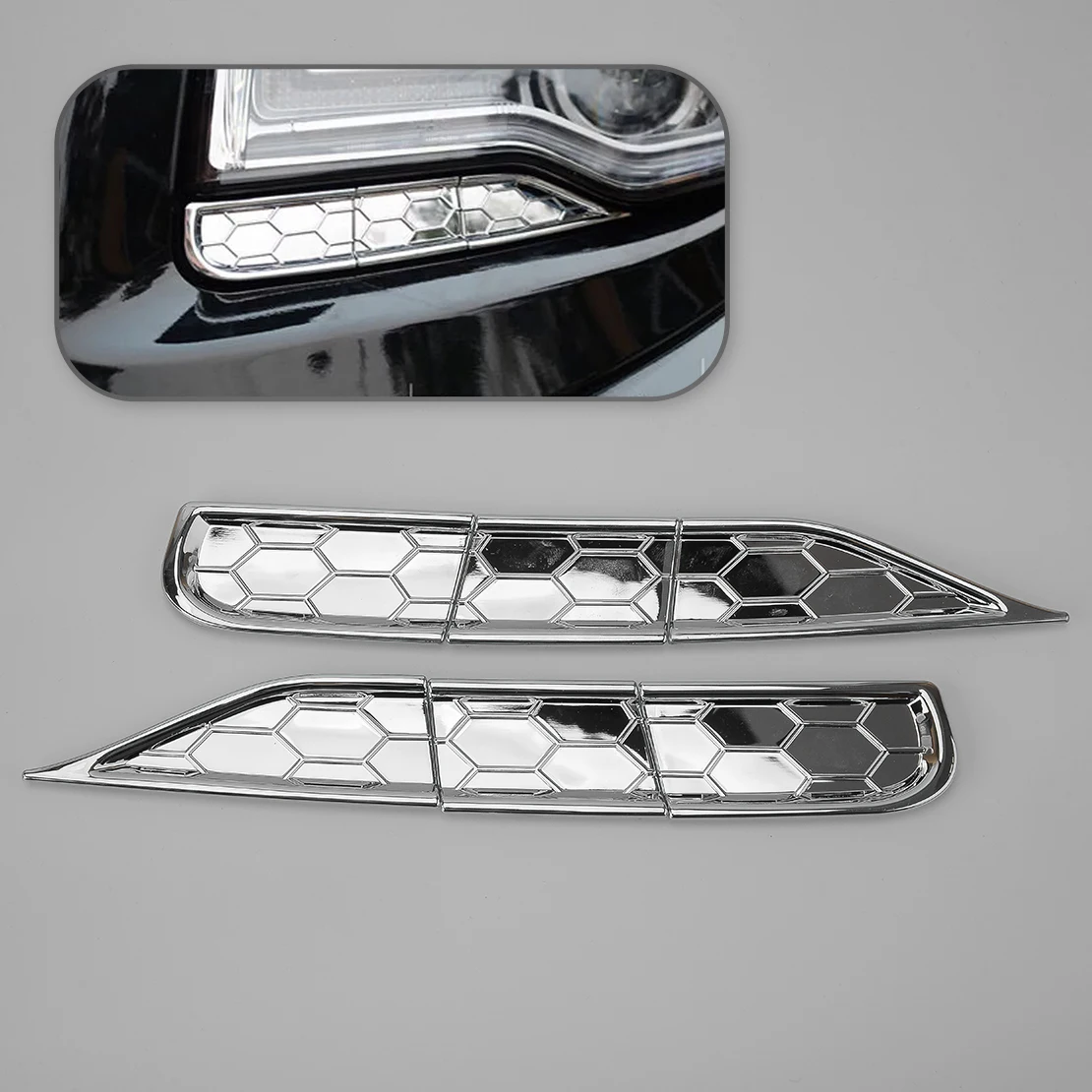 

1 Set Front Left Right Headlight Spray Cover Trim Sticker Fit for Jeep Grand Cherokee 2014 2015 2016 Chrome Style ABS