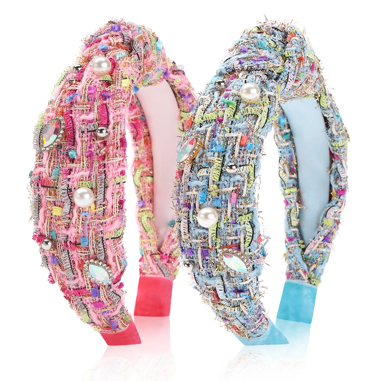 

Жемчужная повязка для волос для девочек 5,5 см с блестящими стразами, противоскользящая модная повседневная повязка для волос с широким краем для женщин