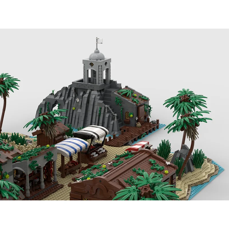 

Moc Building Bricks Modular Pirate Island Bay - Beach Island Extension Technology Blocks Christmas DIY Toy Construction Gifts