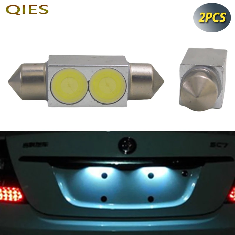 

2pcs Car LED Number License Plate Light Lamp Lights for Vehicles Automotive 36mm12V Voltage 2W Modified License Plate Light