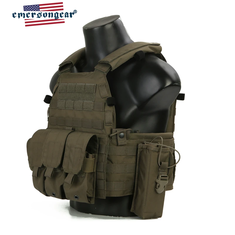 Emersongear LBT6094A estilo táctico chaleco placa portador W 3 bolsas 762 5,56 Airsoft, militar, armada Gear Ranger verde armadura chaleco