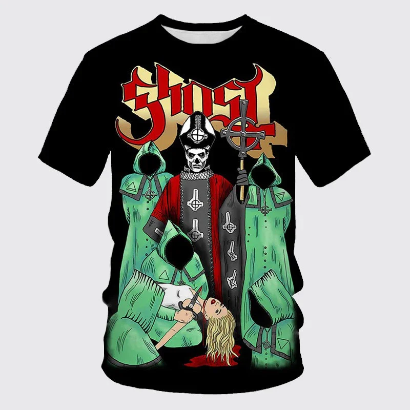 Ghost Band 3D Print T-shirts Men Women Cool Streetwear Hip Hop Short Sleeve Tshirt Harajuku Kids Oversized Tops Clothing