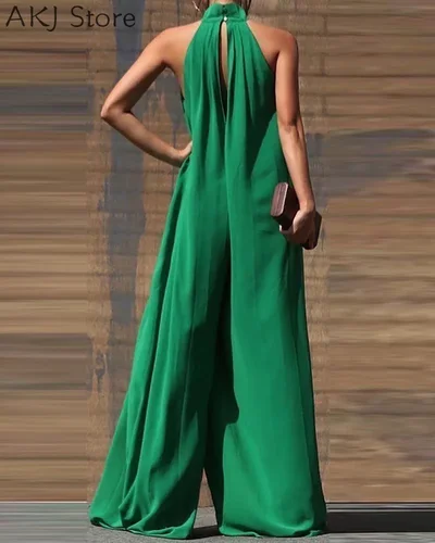 Imagen 2 del producto Mono de pierna ancha sin mangas con cuello alto para mujer