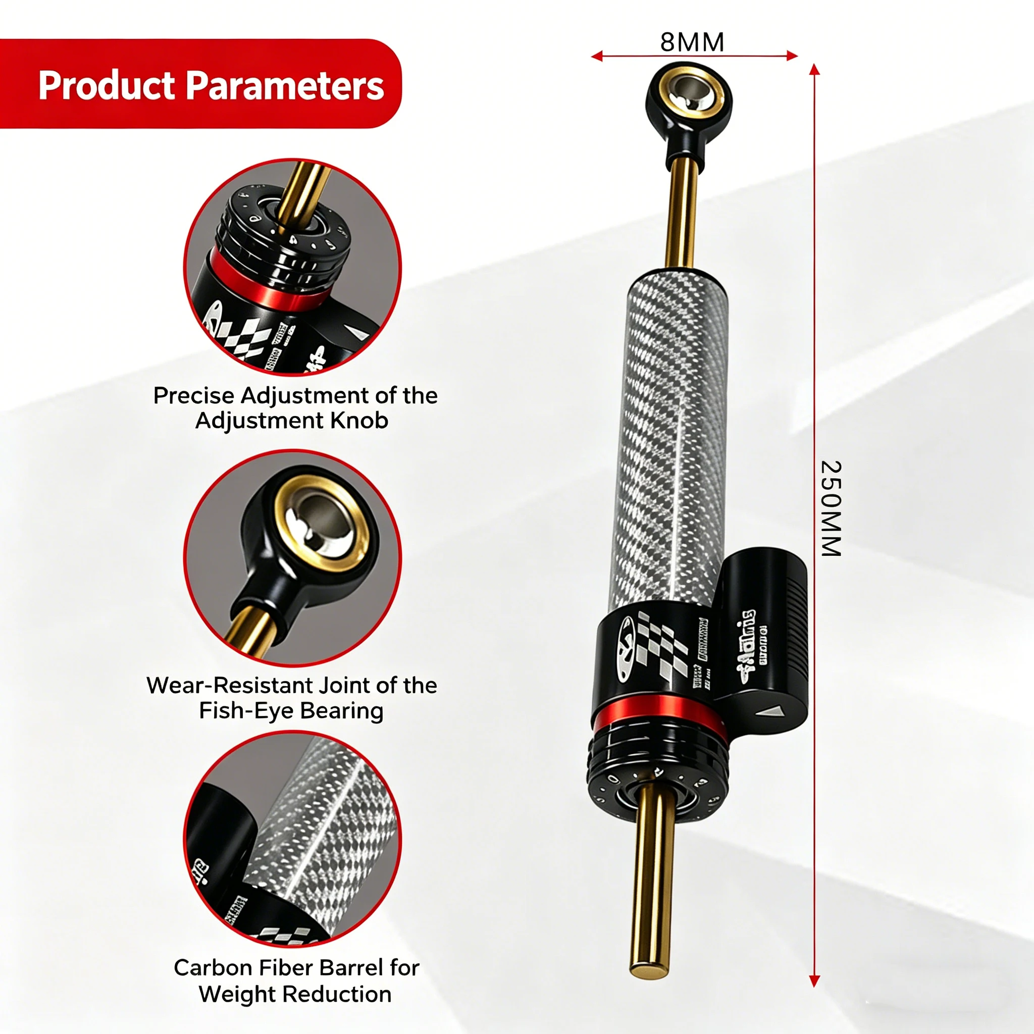 JSMT FOR CFMOTO CF400NK CF650NK GT 16 Level Adjustable CNC Aluminum Top Mount Steering Damper Stabilizer Bracket Kit