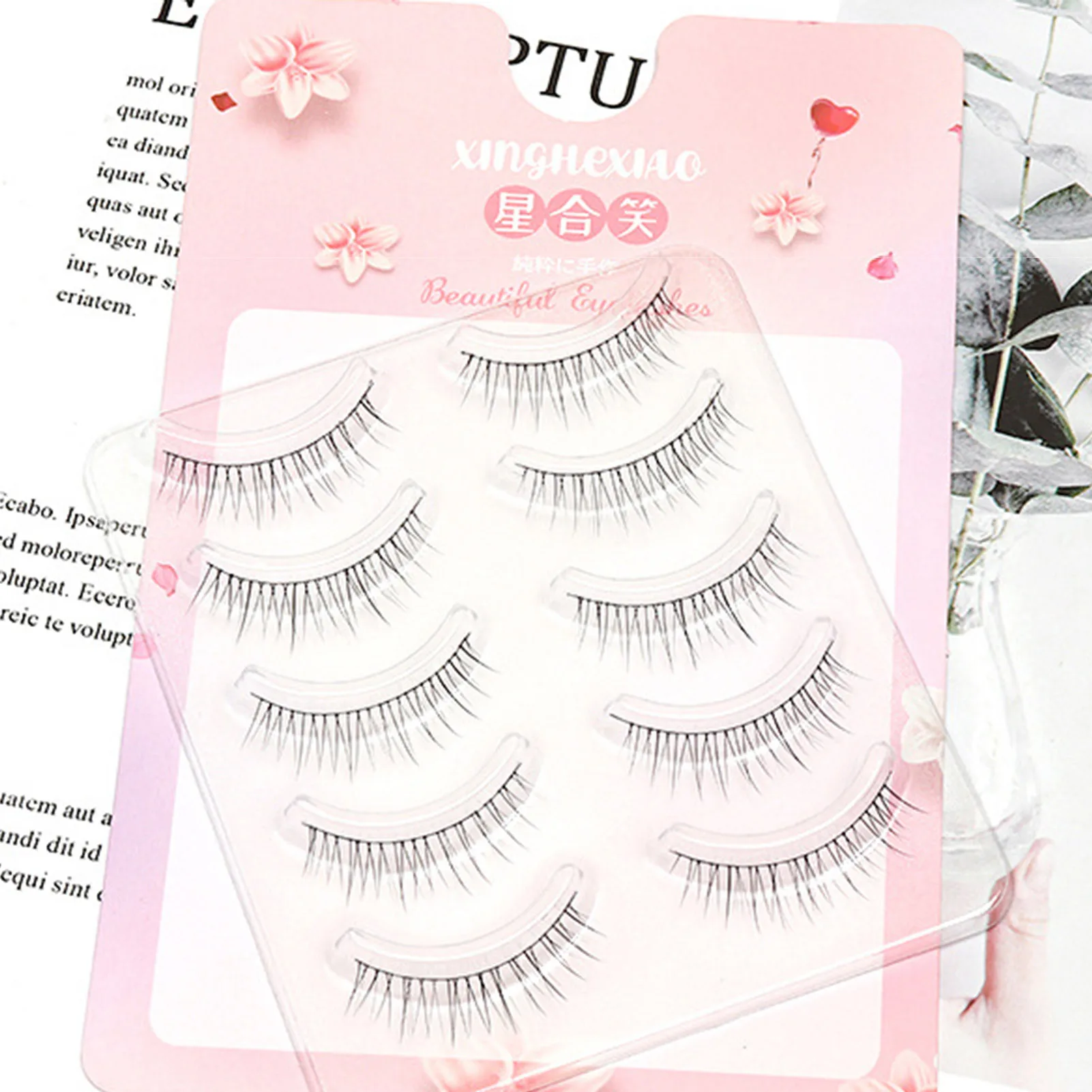 5 Pairs Cosmetic Artificial Eyelashes Natural Looking Long Eyelashes for Women and Girls Cosmetic Supplies