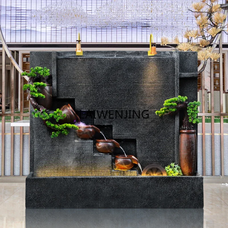 Home Water Curtain Wall Screen Gardening Fountain Ornament Company Humidified Entrance Water Wall Bonsai View