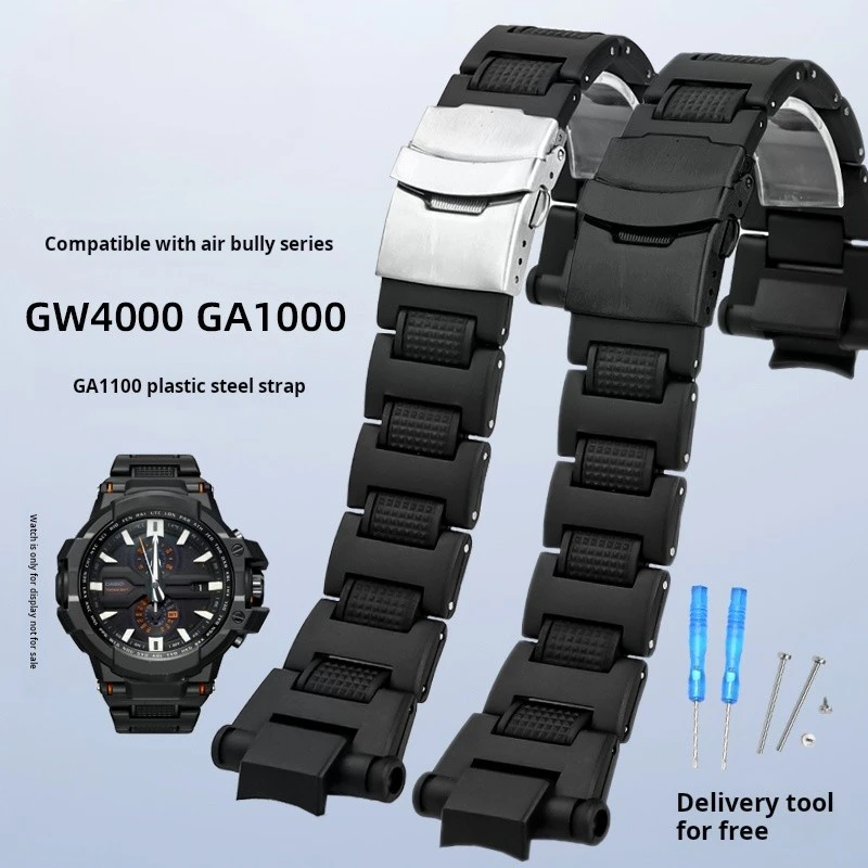 For Casio g-shock GA-1000 1100 GW-4000 GW-A1100 A1000 Plastic steel Watch Strap Black Sport Wristband Mens watchband Bracelet