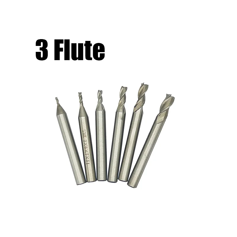 6PCS/Set 1.5mm-6mm HSS Milling Cutter 2 3 4 Flute End Mill CNC Machine Metal Milling Tools Router Bit For Aluminum Wood Steel ro