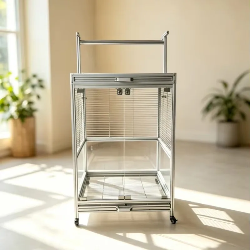 Safe and pet friendly aluminum fence, transparent tempered glass panel, with metal trash tray