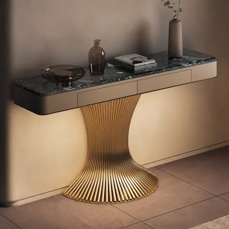 Light Luxury Microcrystalline Stone Entrance Cabinet Corridor Aisle Console Table Villa Living Room Decoration Ornament End