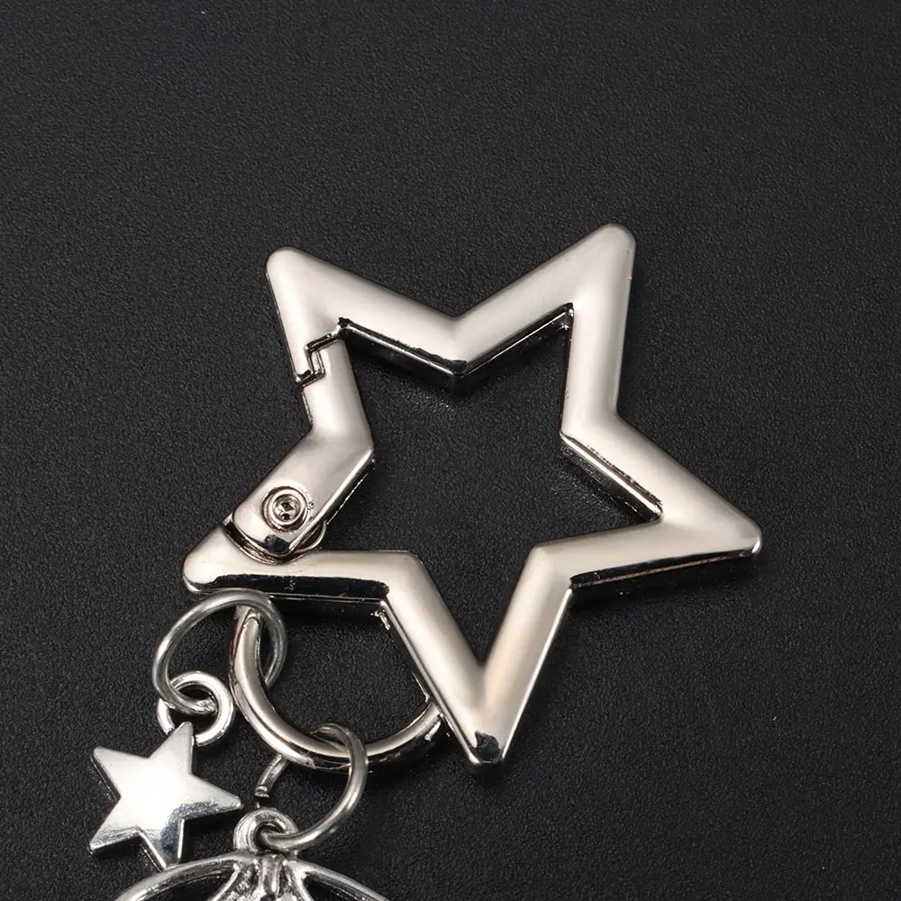 Stainless Steel Metal Net Pocket Lipstick Bag Keychain Charm Bag Accessories Interchangeable Lip Balm Keychain Silver Color Y2K