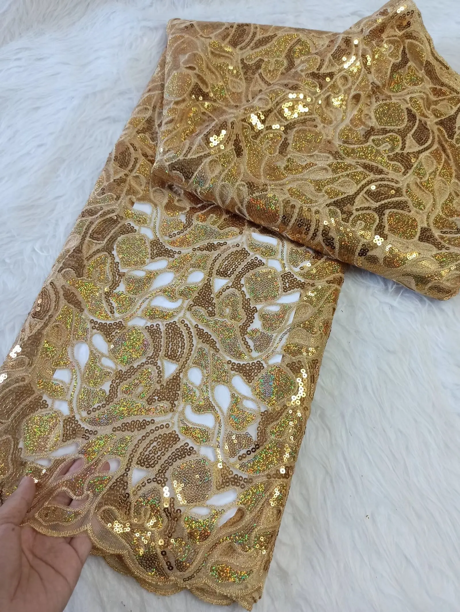 

Luxury African Sequins Lace Fabric 2025 New High Quality Groom Nigerian Wedding Bridal Embroidery Lace French Tulle Materials