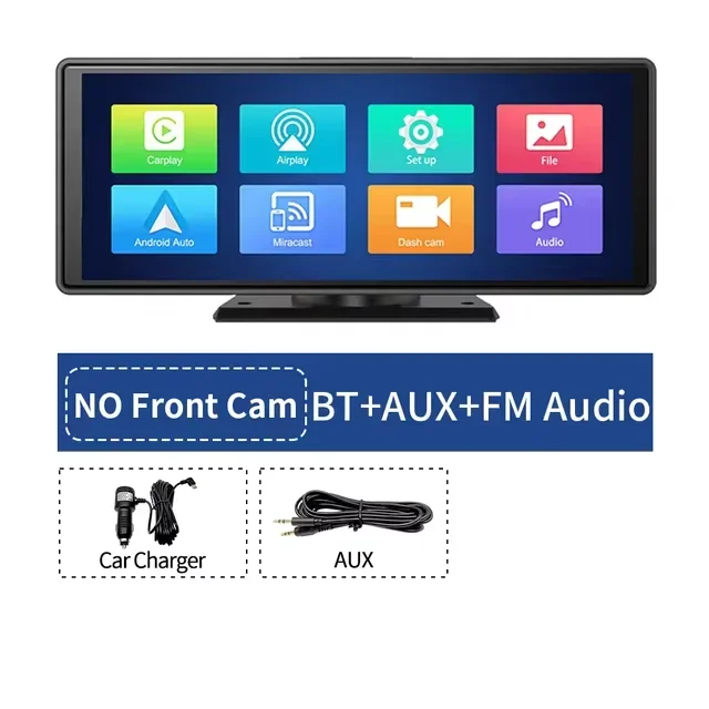 Srnubi 10.26 "Dash Cam Achteruitkijkspiegel Carplay Android Auto 4K DVR Navigatie Speler Dual Len Recorder Dashboard WIFI BT