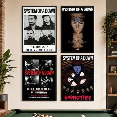 Band S-System Of A Down Poster Peel And Stick Matte Self Adhesive PVC Waterproof Removable Frameless Bedroom Living Room