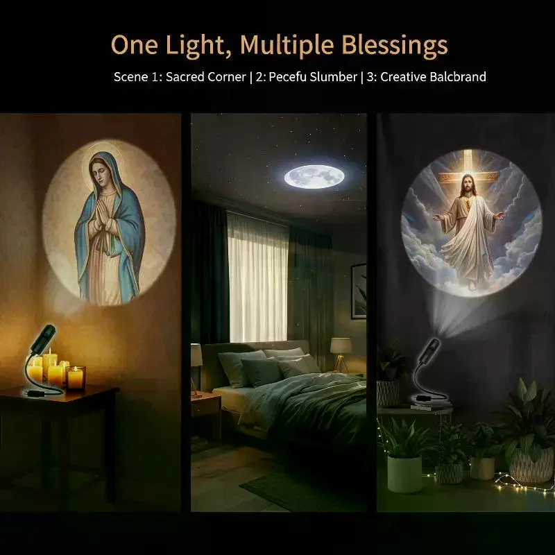 Religious Character Image Themed USB Projection Light With Twelve Patterns Perfect For Room Ceiling Background Decoration