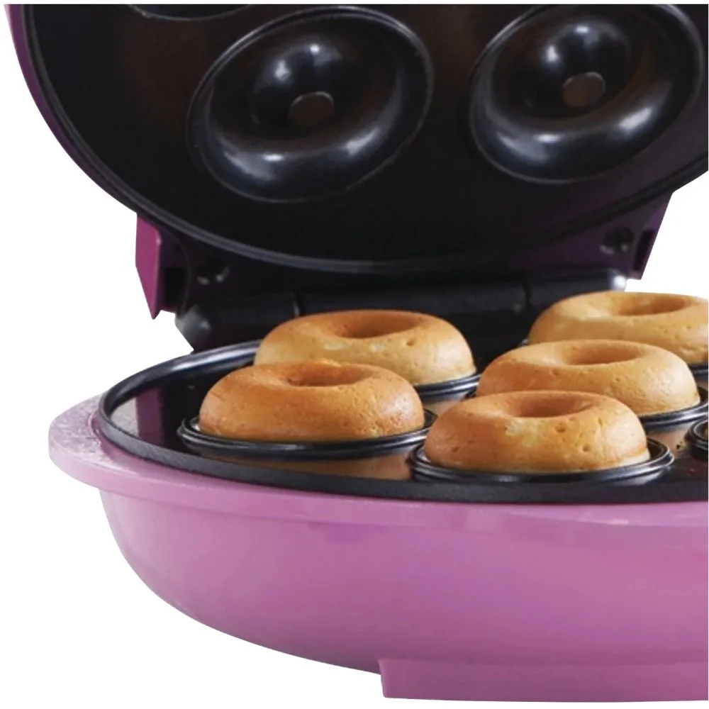 Non-Stick Mini Donut Maker Machine, rosa, CTS-250, 8,75x4,5x9,75 polegadas