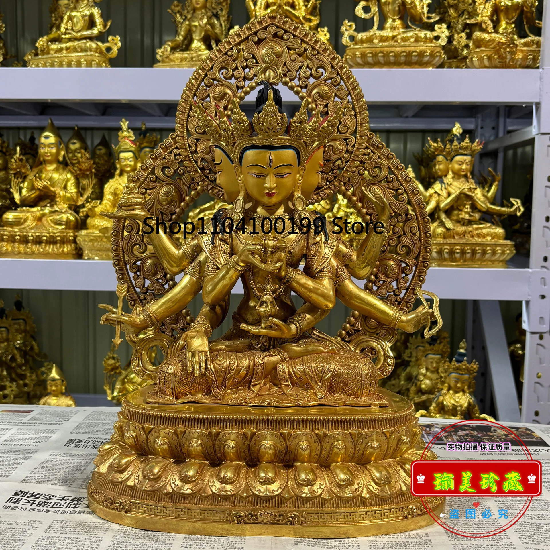 Zunsheng Buddha Mother Bodhisattva Buddha statue Tibetan gilt Buddha statue 15 inches high about 50cm Tantra bronze statue ornam