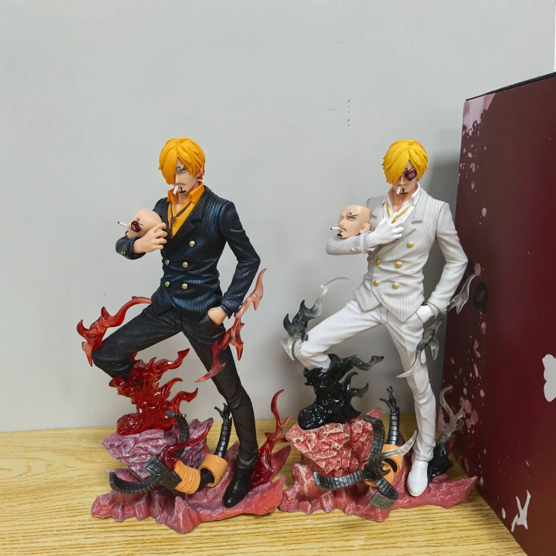 Figura de Anime de One Piece, Sanji con Alas Dobles, con 2 Cabezas, Estatua GK, Modelo de Juguete de 25 cm