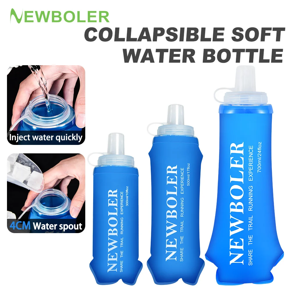 NEWBOLER 300/500/700ML botella de agua TPU botella suave plegable bolsa de agua para deportes al aire libre botella de agua plegable para correr Camping