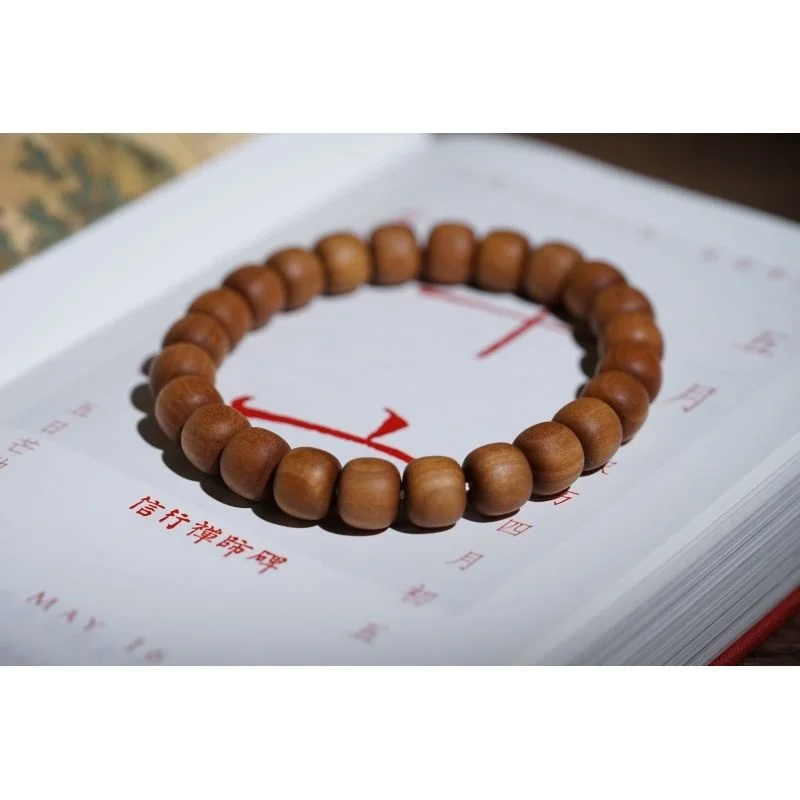 Indian Old Mountain Sandalwood Bucket Beads Bracelet Handheld Buddha Rosary Beads Bracelet Wen Play Natural Old Material