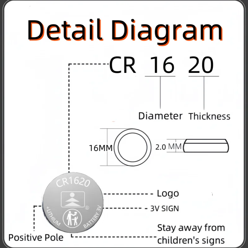 Button Batteries TQ CR1620 DL1620 BR1620 Lithium Coin Cells Battery For Watch Car Remote Control Calculator Scales Shavers