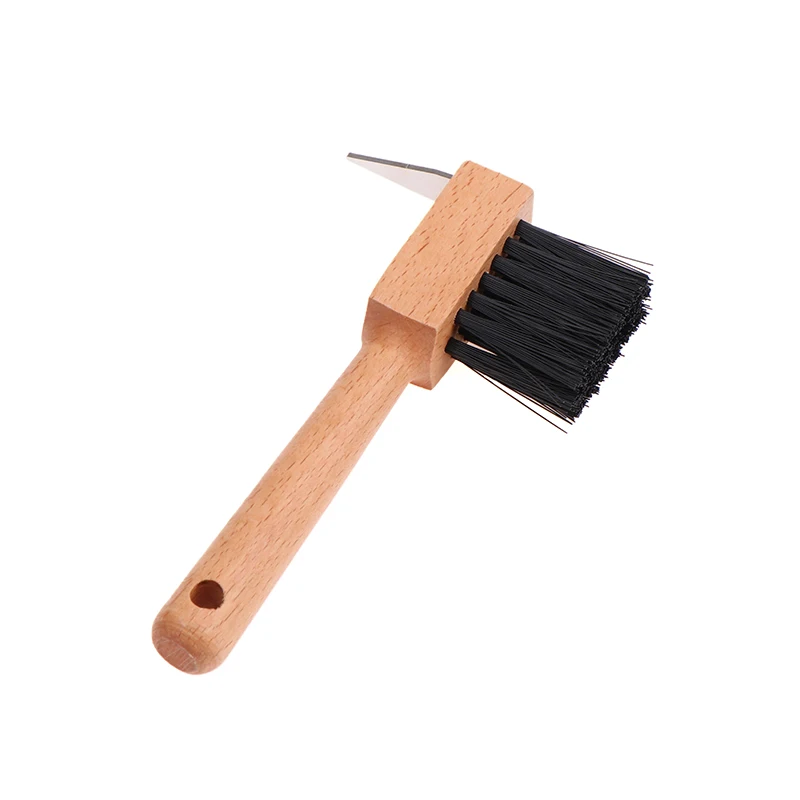 Pferde huf pickel bürste Gummi huf pickel mit Bürste tragbarer Huf pickel mit Soft-Touch-Huf & Holzgriff Pferde pflege set