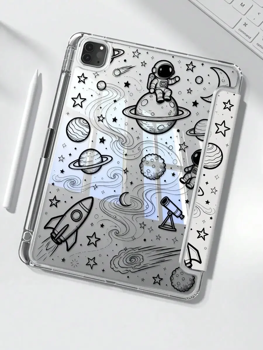 

Double-Sided Painted Acrylic iPad Cover Astronaut Shockproof With Sleep Wake